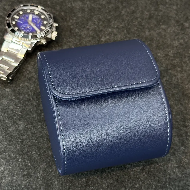 Premium Quality Imported Blue Leather Travel Watch Box 1 Slots